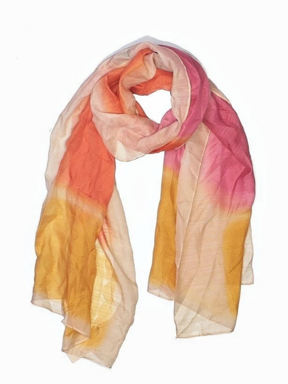 Coldwater Creek Sunset Brights Silk scarf Color Block Scarf Orange & Pink